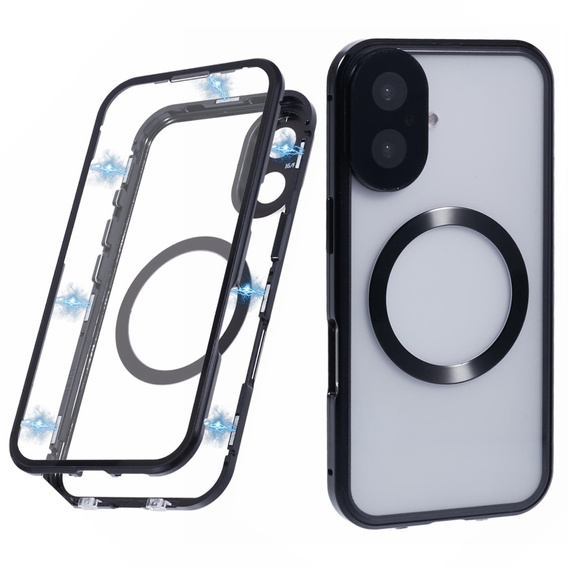Μαγνητική θήκη MagSafe Dual Glass για iPhone 16, μαύρη