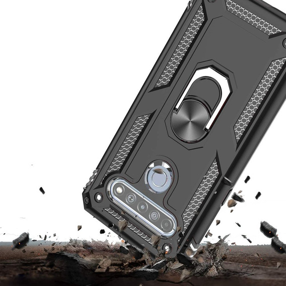 θωρακισμένη θήκη για LG K61, Nox Case Ring, μαύρη