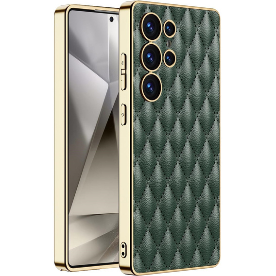 Θήκη για Samsung Galaxy S25 Ultra, Leather Rhombus, πράσινη