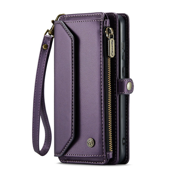 θήκη CASEME για Samsung Galaxy A55 5G, RFID Leather Wallet, με λουράκι ώμου, μωβ