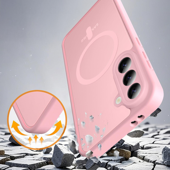 Θήκη για Samsung Galaxy A56 5G, για MagSafe, ERBORD Μatt Case, ροζ + Γυαλί οθόνης