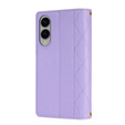 θήκη πτερύγιο για Samsung Galaxy S25 Edge, Rhombus Crossbody Leather, μωβ