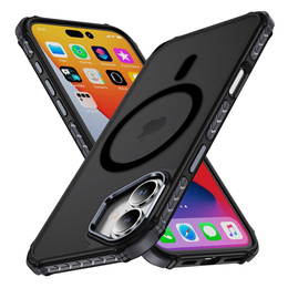 Ματ θήκη για iPhone 17, θωρακισμένη, για MagSafe, καπνιστή με μαύρες πλευρές