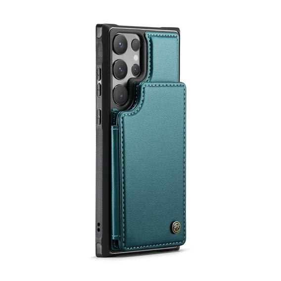 CASEME flip case για Samsung Galaxy S25 Ultra, Litchi Wallet, πράσινη