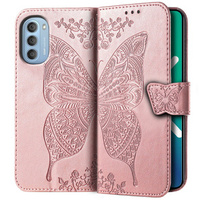 Θήκη με πτερύγιο για Motorola Moto G51 5G, Butterfly, ροζ