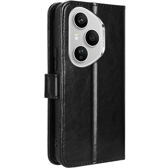 Θήκη με πτερύγιο για Honor 400 Pro 5G, Crazy Horse Wallet, μαύρη