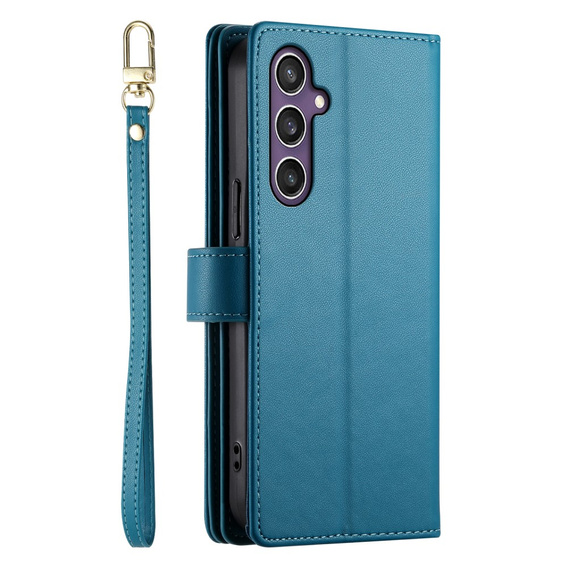 Θήκη με πτερύγιο για Samsung Galaxy S25, Wallet Zipper Pocket, μπλε