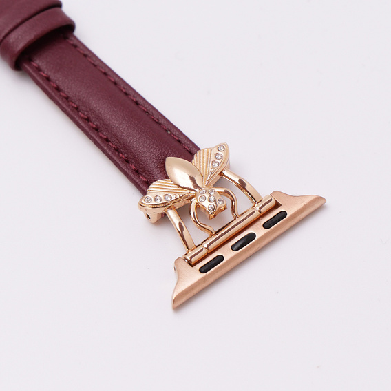 Δερμάτινο λουράκι για Apple Watch 1/2/3/4/5/6/7/8/SE/Ultra 42/44/45/49mm, μπορντό
