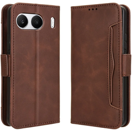 Θήκη με πτερύγιο για OnePlus Nord 4, Card Slot, καφέ