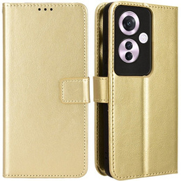 Θήκη με πτερύγιο για Oppo Reno 11F 5G, Crazy Horse Wallet, χρυσή