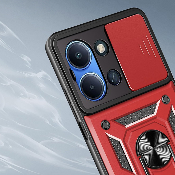 Θωρακισμένη θήκη για Xiaomi Redmi 15C 4G/LTE, με προστασία κάμερας, με βάση, κόκκινο