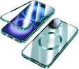 Μαγνητική θήκη MagSafe Dual Glass για iPhone 16, πράσινη