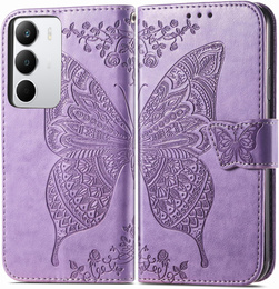 Θήκη με πτερύγιο για Realme C71, Butterfly, μωβ
