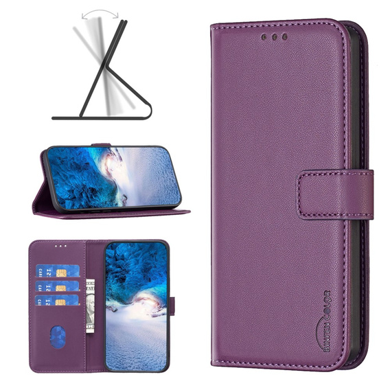 θήκη με πτερύγιο για Xiaomi Redmi Note 13 Pro 4G / Xiaomi Redmi Note 14S / Xiaomi Poco M6 Pro 4G, BINFEN Wallet, σκούρο μωβ