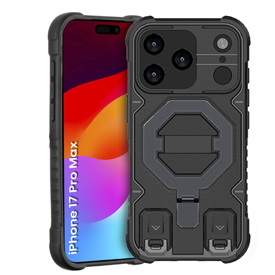 Θήκη για iPhone 17 Pro Max, για MagSafe, θωρακισμένη με βάση, μαύρο