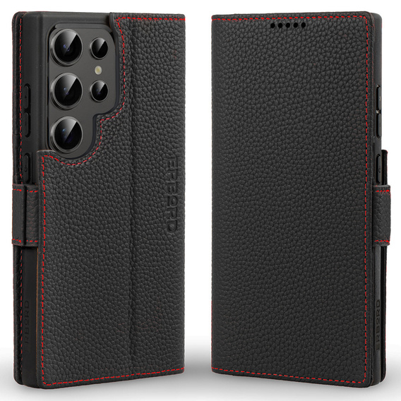 Δερμάτινη θήκη για Samsung Galaxy S25 Ultra, ERBORD LeatherWallet, μαύρη