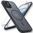 Θήκη για iPhone 15, για MagSafe, ERBORD Μatt Case, μαύρη + Γυαλί οθόνης
