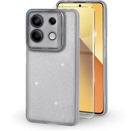 Θήκη για Xiaomi Redmi Note 13 Pro 5G, Glittery Powder, γκρι + 9H tempered glass