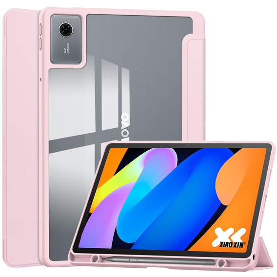 Θήκη για Lenovo Idea Tab 11" 2025 TB336FU TB336ZU, με διαφανές πίσω μέρος και υποδοχή γραφίδας, ροζ