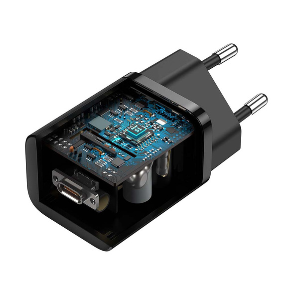 Baseus Super Si PD 25 W USB-C φορτιστής δικτύου + καλώδιο USB-C, μαύρο