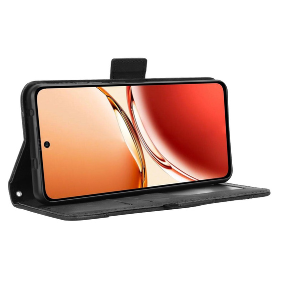 Θήκη με πτερύγιο για Oppo Reno 12FS / 12F, Card Slot, μαύρη