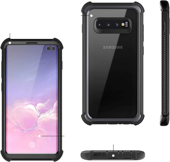 Θήκη για Samsung Galaxy S10 Plus, Dexnor Full Body Rugged, διαφανής / μαύρη