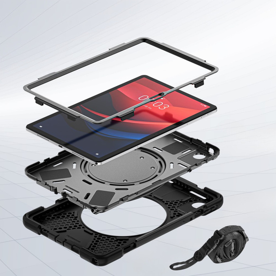 Παιδική θήκη για Lenovo Tab M11, θωρακισμένη με λουράκι, μαύρη