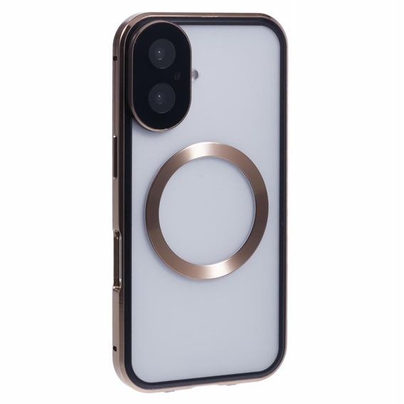 Μαγνητική θήκη MagSafe Dual Glass για iPhone 16, χρυσή