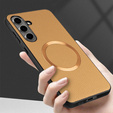Θήκη για Samsung Galaxy S24 FE, Leather Hybrid MagSafe, χρυσή
