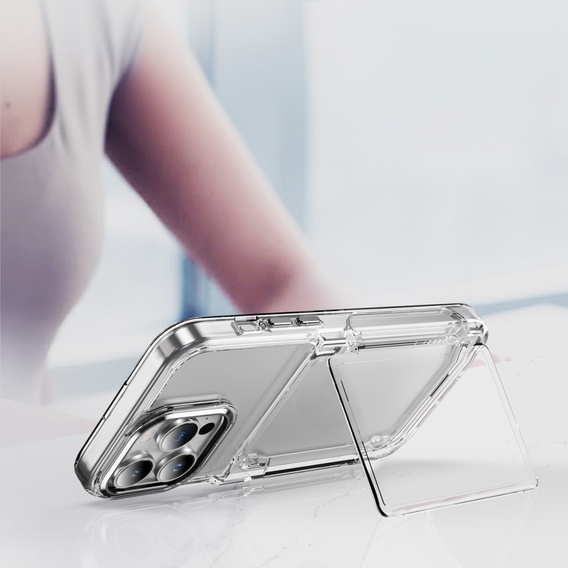 Θήκη για iPhone 16 Pro, Card Holder Kickstand, διαφανής