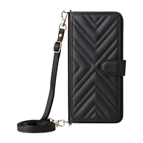Θήκη με πτερύγιο για Xiaomi Redmi A5, Crossbody Leather Wallet, μαύρη