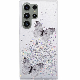 Θήκη για Samsung Galaxy S24 Ultra, Glitter Butterfly, λευκή
