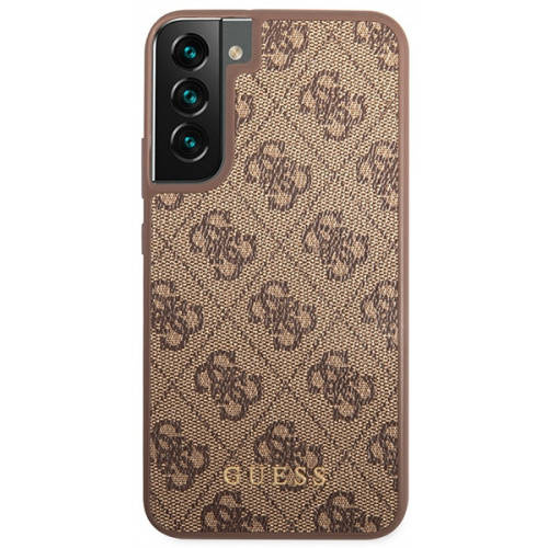 GUESS Θήκη για Samsung Galaxy S23, 4G Metal Gold Logo, καφέ