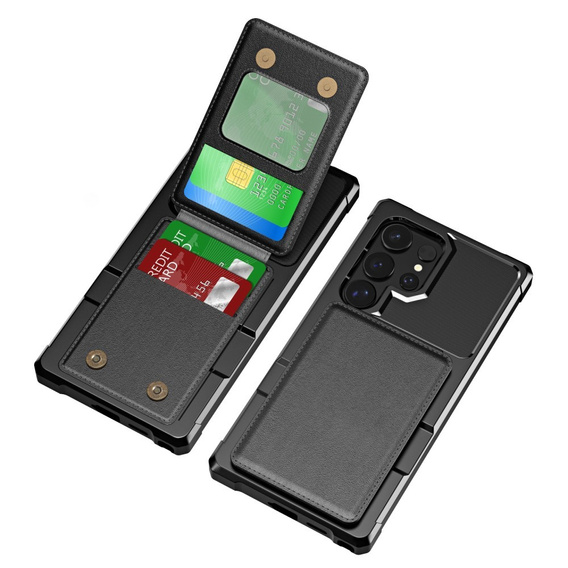 Θήκη για Samsung Galaxy S25 Ultra, Card Holder Kickstand, μαύρη