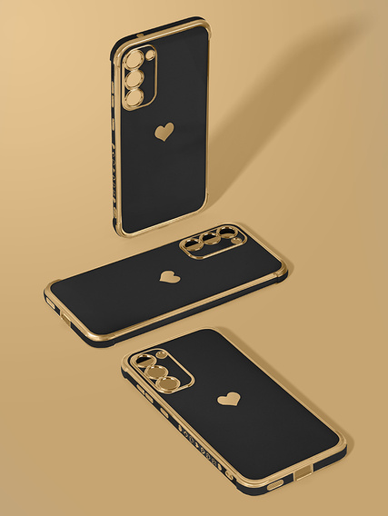 Θήκη για Samsung Galaxy S23, Electro heart, μαύρη + Full Glue Ceramic Glass