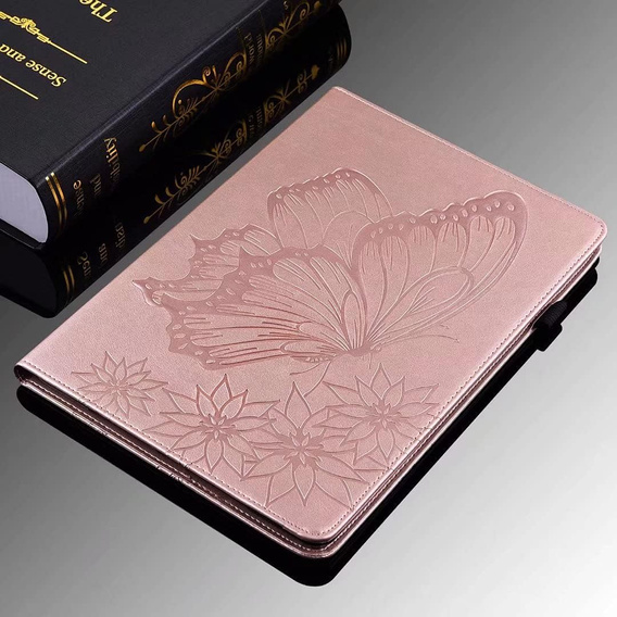 Θήκη για Lenovo Tab M9, Wallet Pen Slot, butterflies, καφέ