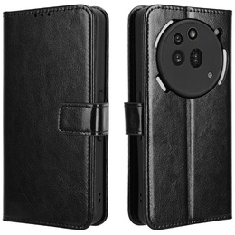 Θήκη με πτερύγιο για Nothing Phone 3A Pro, Crazy Horse Wallet, μαύρη