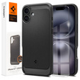 θήκη Spigen για iPhone 16 Plus, Rugged Armor MagSafe, μαύρη + μετριασμένο γυαλί 9H