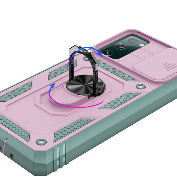 Θήκη για Samsung Galaxy S20 FE, CamShield Slide, ροζ/πράσινο