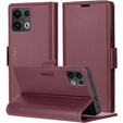 Θήκη για Oppo Reno 13 Pro, ERBORD Glossy Litchi, πορτοφόλι με πτερύγιο, κόκκινη