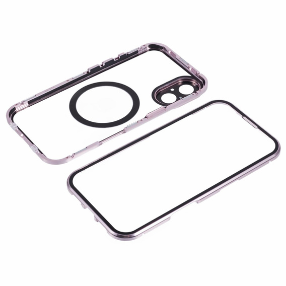 Μαγνητική θήκη MagSafe Dual Glass για iPhone 16, ροζ rose gold