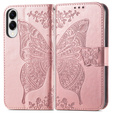 Θήκη με πτερύγιο για Samsung Galaxy S25 Edge, Butterfly, ροζ rose gold