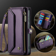 θήκη CASEME για Samsung Galaxy S24 FE, RFID Leather Wallet, με λουράκι ώμου, μωβ