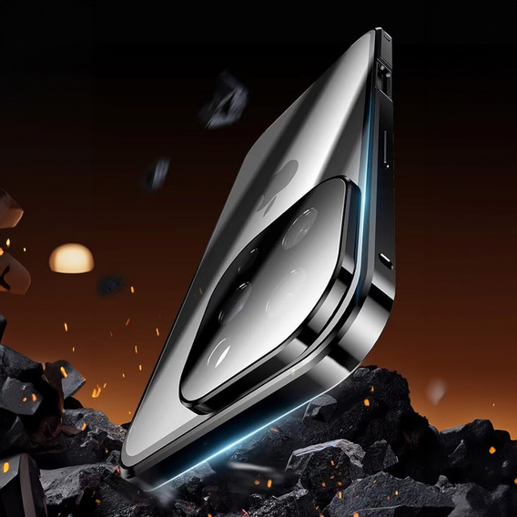 θήκη για το iPhone 16 Pro Max, Magnetic Dual Glass, μαύρη