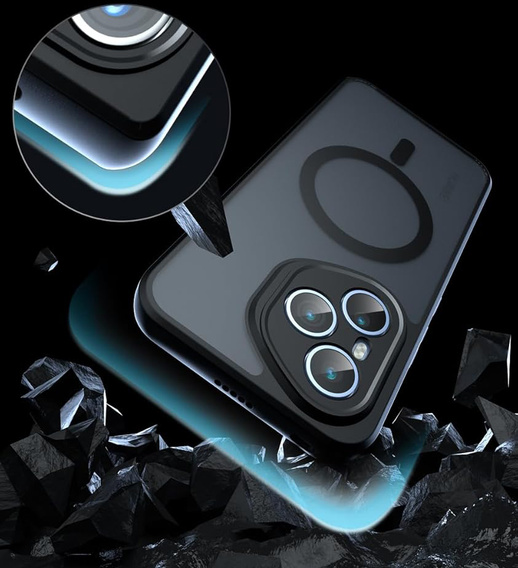 Θήκη για Honor 400 Pro 5G, για MagSafe, ERBORD Μatt Case, μαύρη + Γυαλί οθόνης