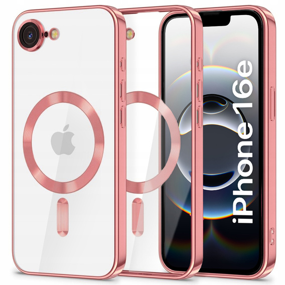 Θήκη για iPhone 16E, Electro MagSafe, ροζ + Γυαλί για την οθόνη