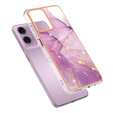 Προστατευτική θήκη για Motorola Moto G24 / G24 Power / G04, Marble Slim Case, μωβ