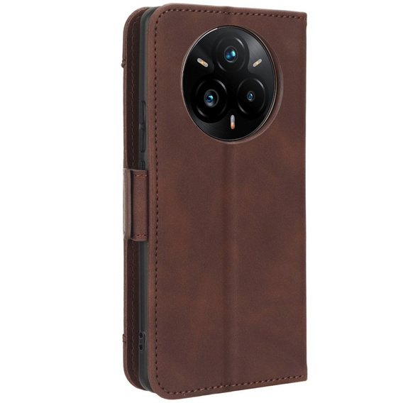 Θήκη με πτερύγιο για Realme 14 Pro 5G, Card Slot, καφέ