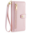 Θήκη με πτερύγιο για Samsung Galaxy M34, Wallet Zipper Pocket, ροζ