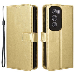 Θήκη με πτερύγιο για Oppo Reno 12, Crazy Horse Wallet, χρυσή